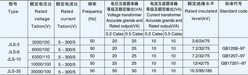 JLS-3 、6 、10 、35 型组合互感器