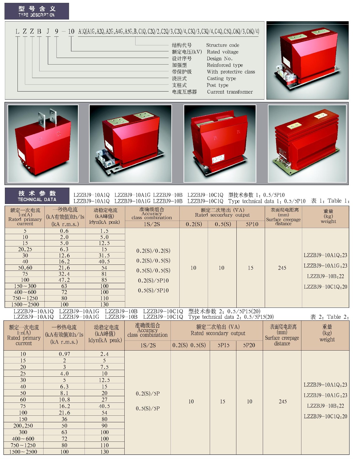 LZZBJ9-10AQ户内用电流互感器