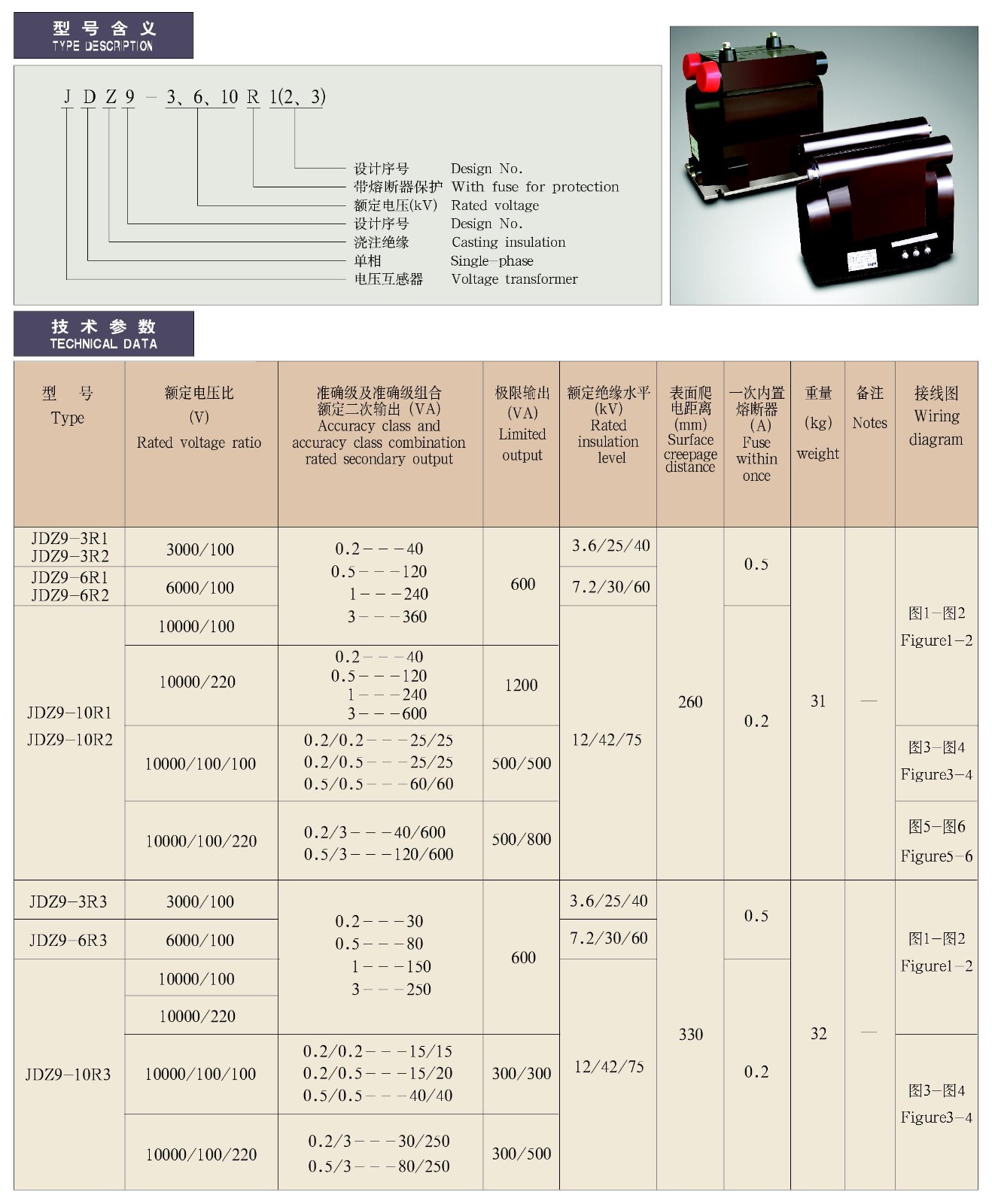 JDZ9-6、10R3户内用电压互感器