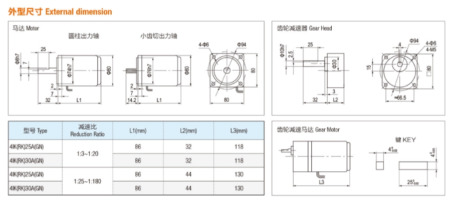 4IK/4RK 交流减速马达（80mm）