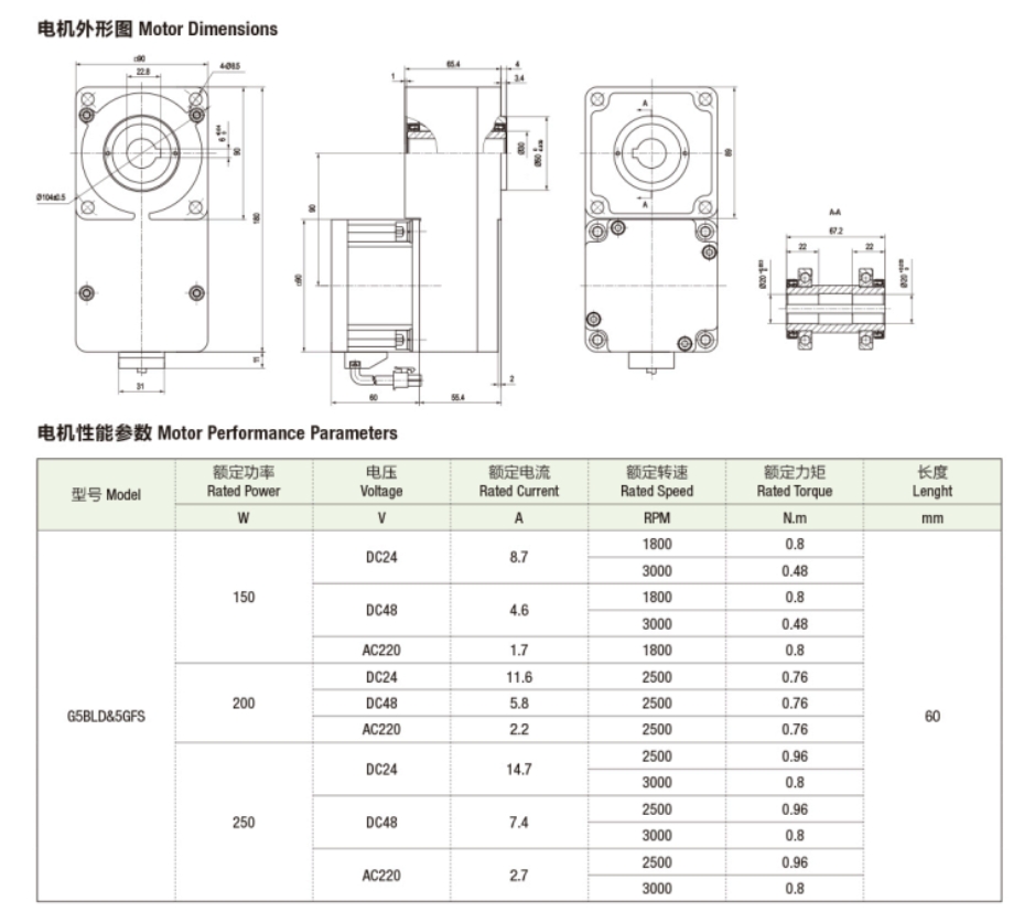 L型中空扁平90无刷直流减速电机（150W 200W 250W）