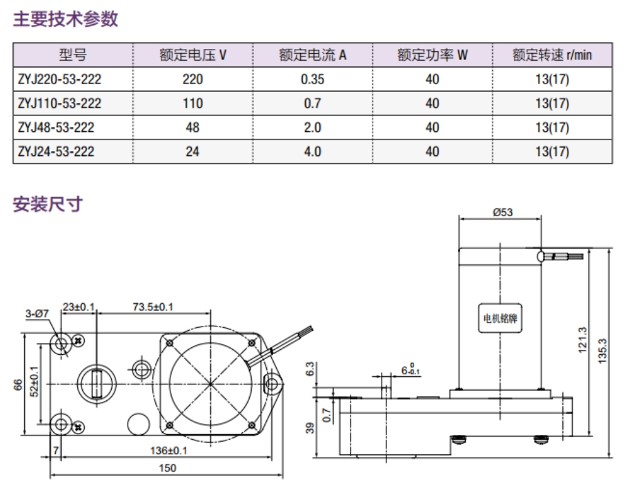 ZYJ220-53-222 永磁直流电动机