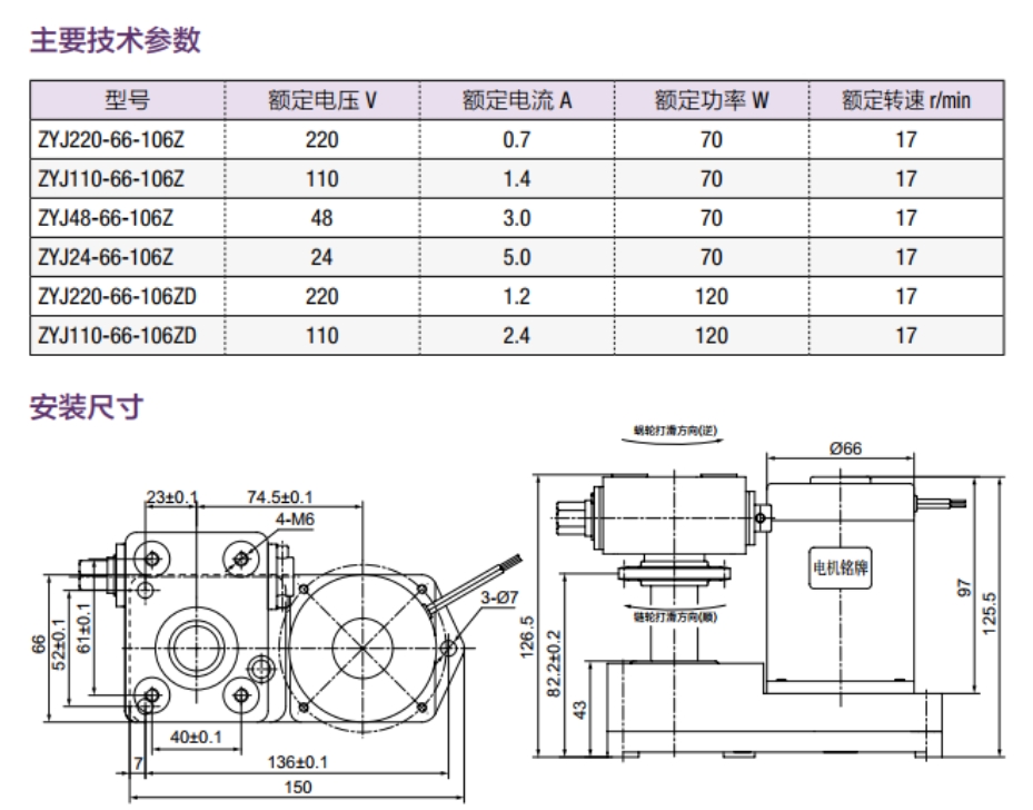 ZYJ220-66-106Z 永磁直流电动机