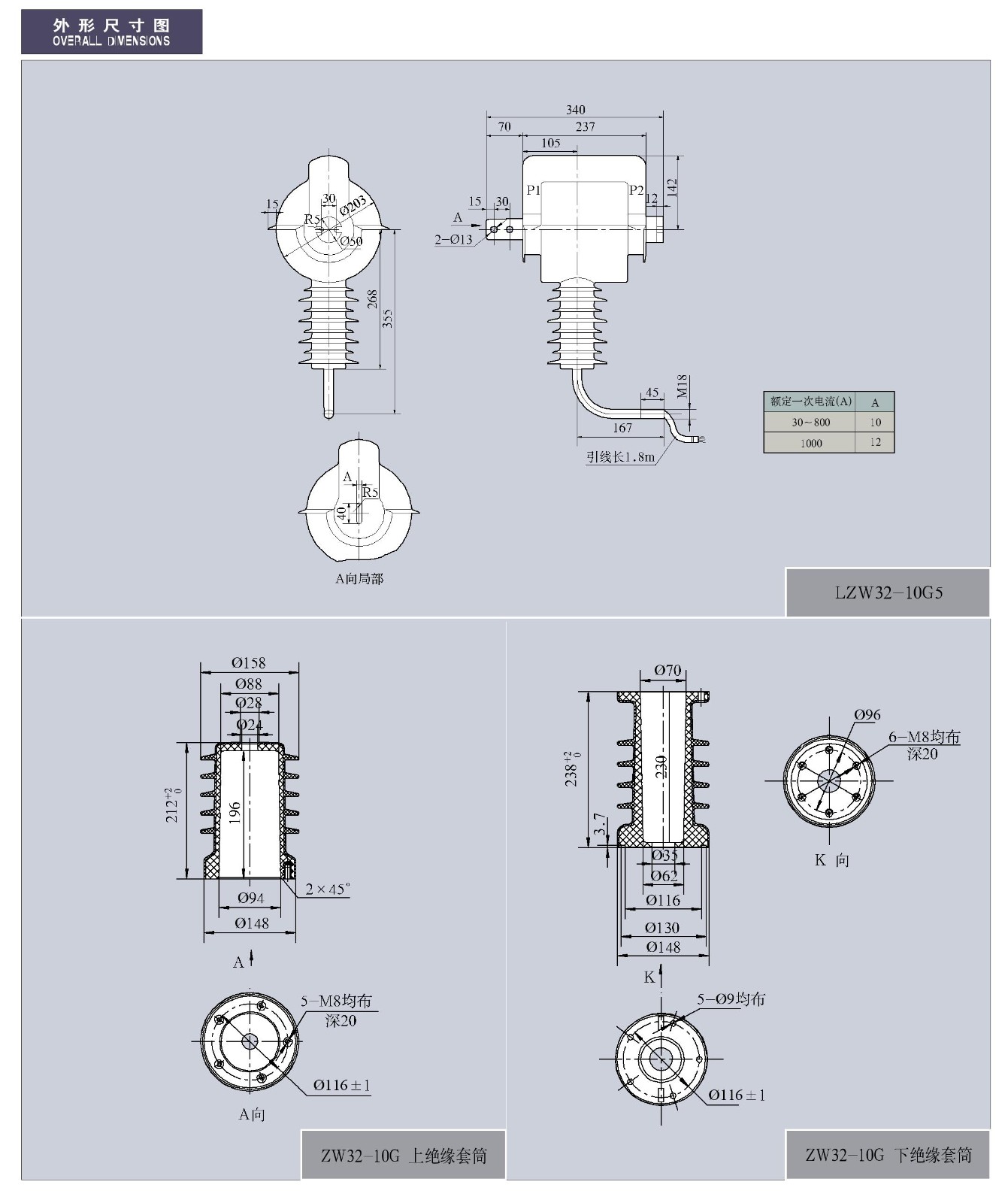 LZW32-10柱上开关配套用电流互感器及绝缘支柱