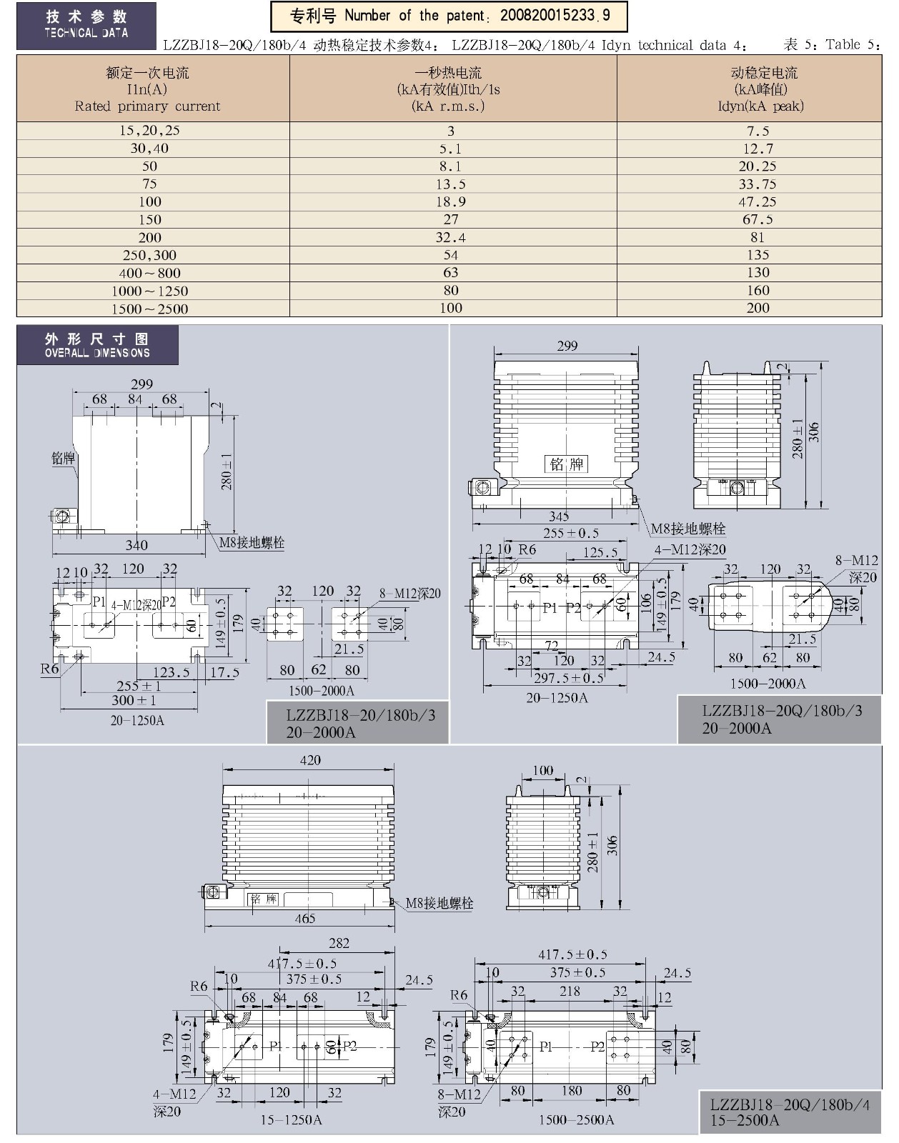 LZZBJ18-20(Q)/180b/3(4）系列电流互感器