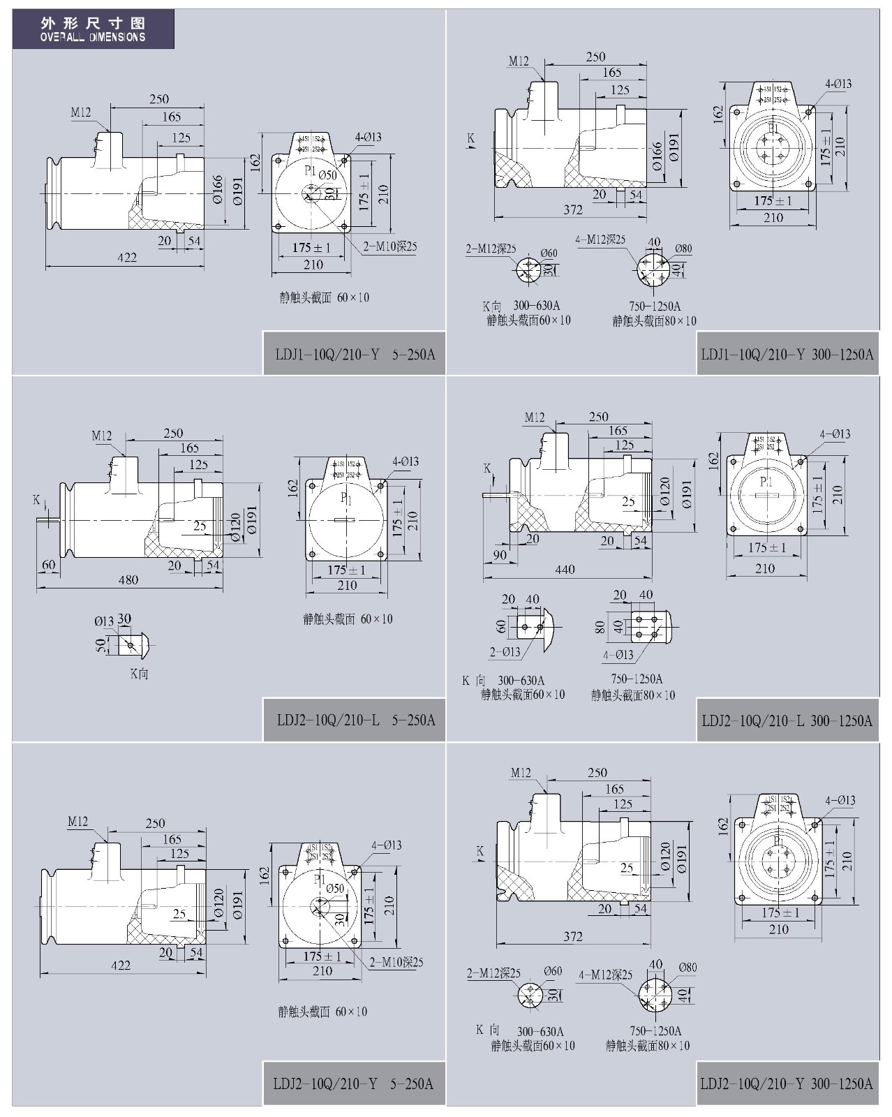 LDJ1(2、3、4、5)-10(Q)/210(250、275)-L、Y系列电流互感器