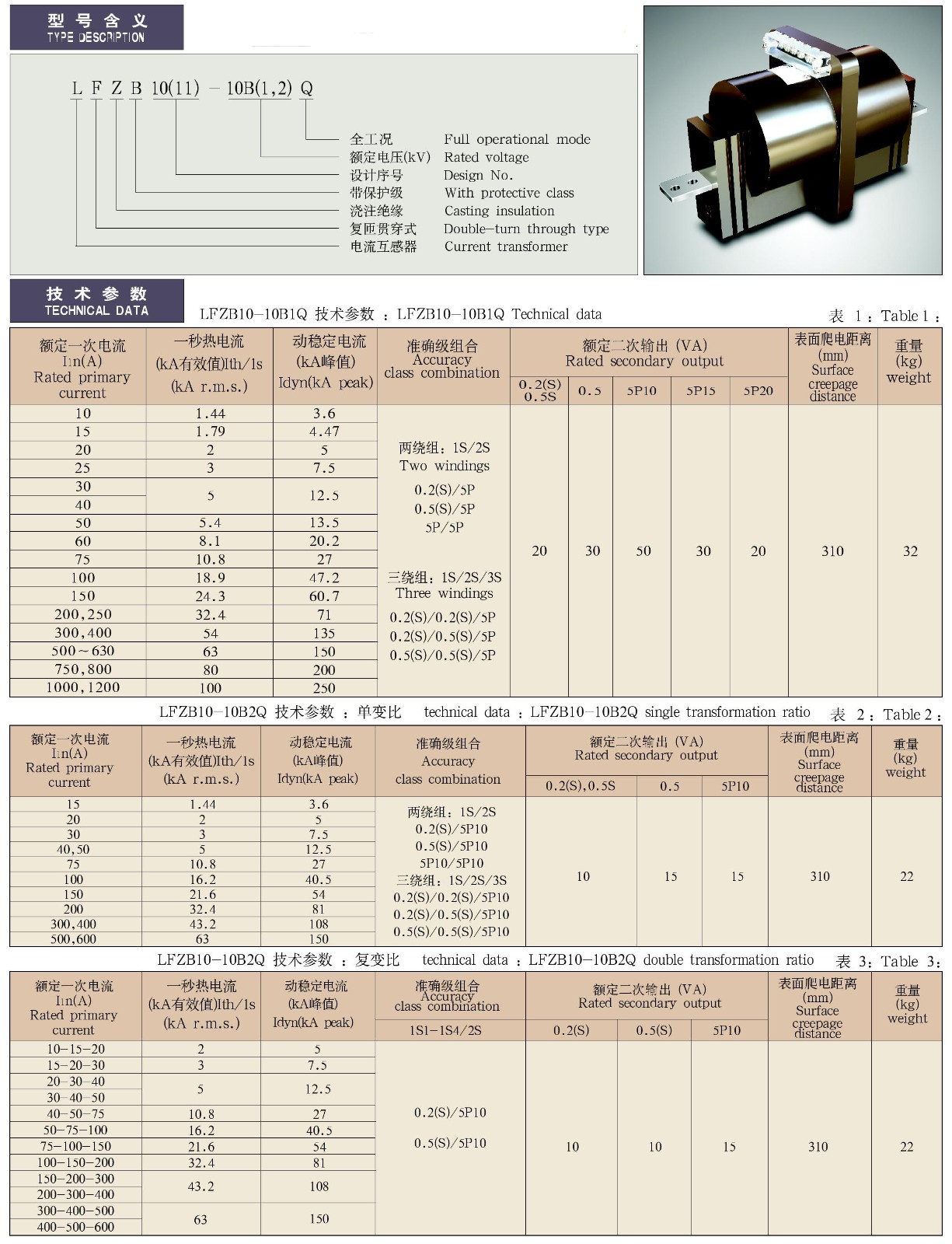 LFZB10(11)-10B(1、2)Q型电流互感器