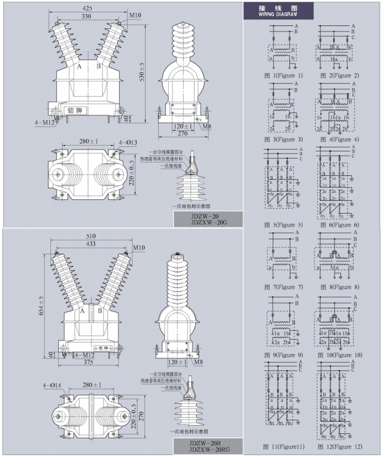 JDZ(X)W-20(R、G、RG)型户外单相电压互感器