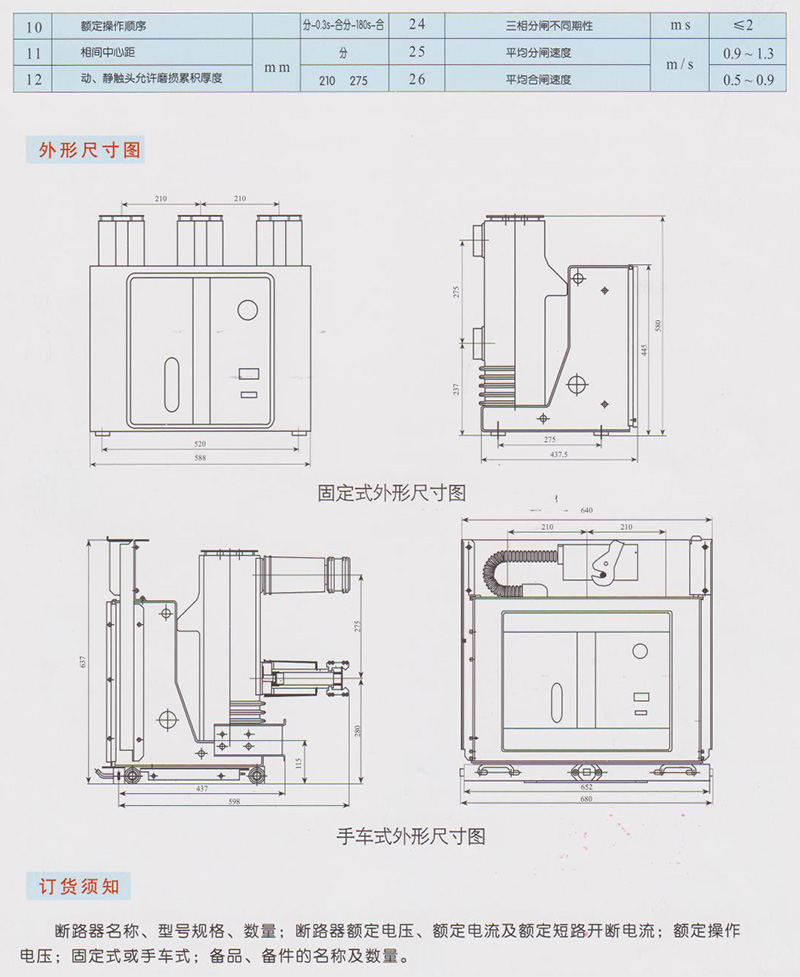 ZN73K-12型户内高压真空断路器