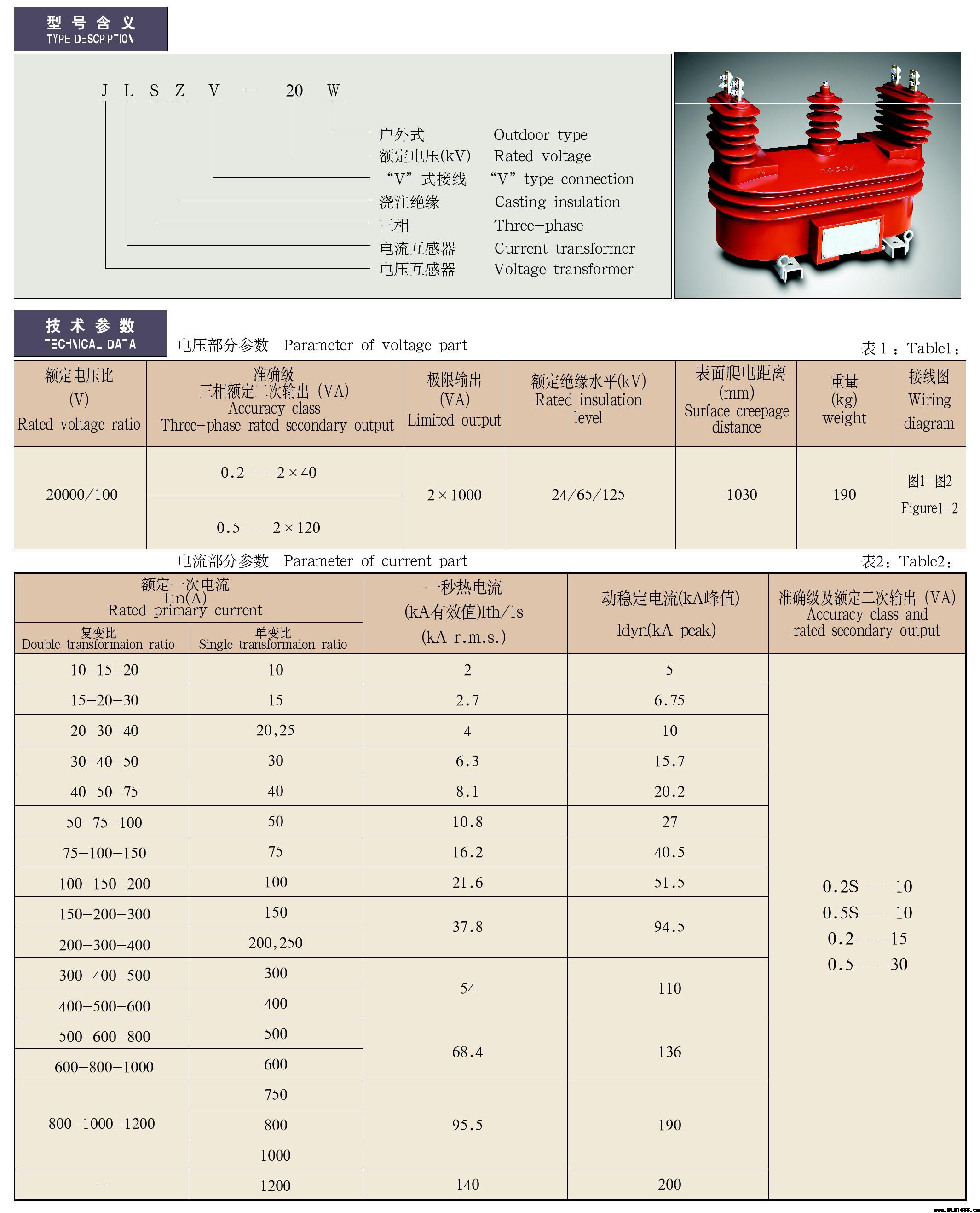 JLSZV-20W户外三相三线组合互感器