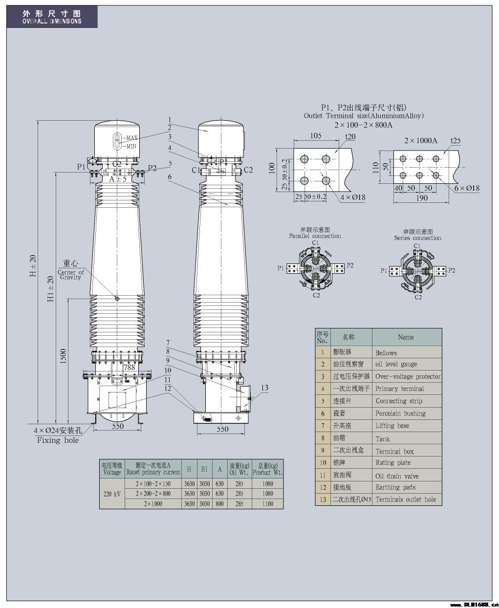 35-330kV油浸正立式电流互感器​LB7-220