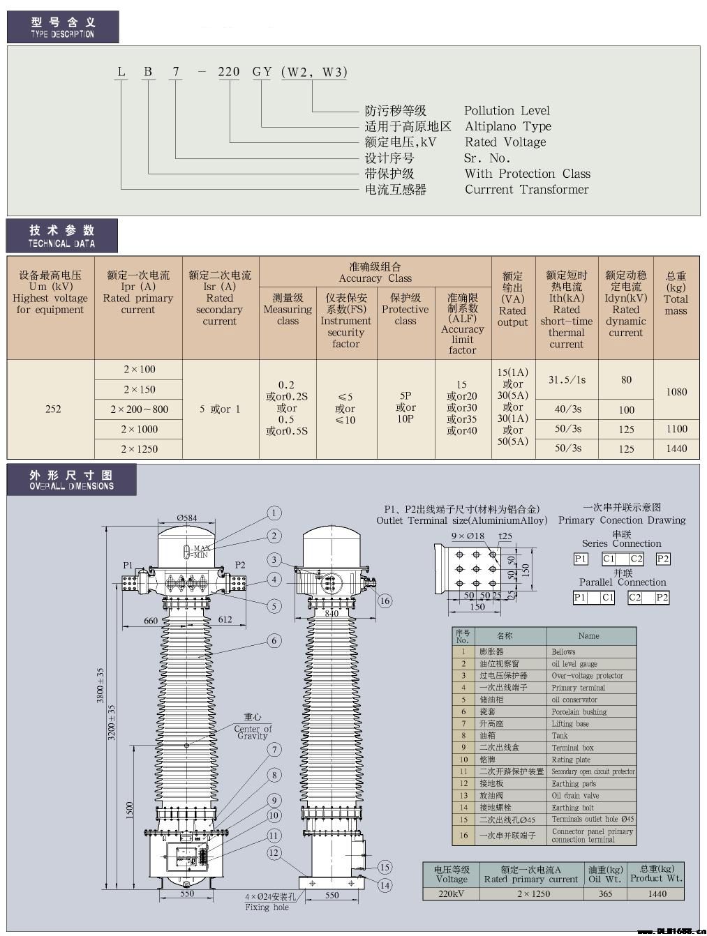 35-330kV油浸正立式电流互感器​LB7-220