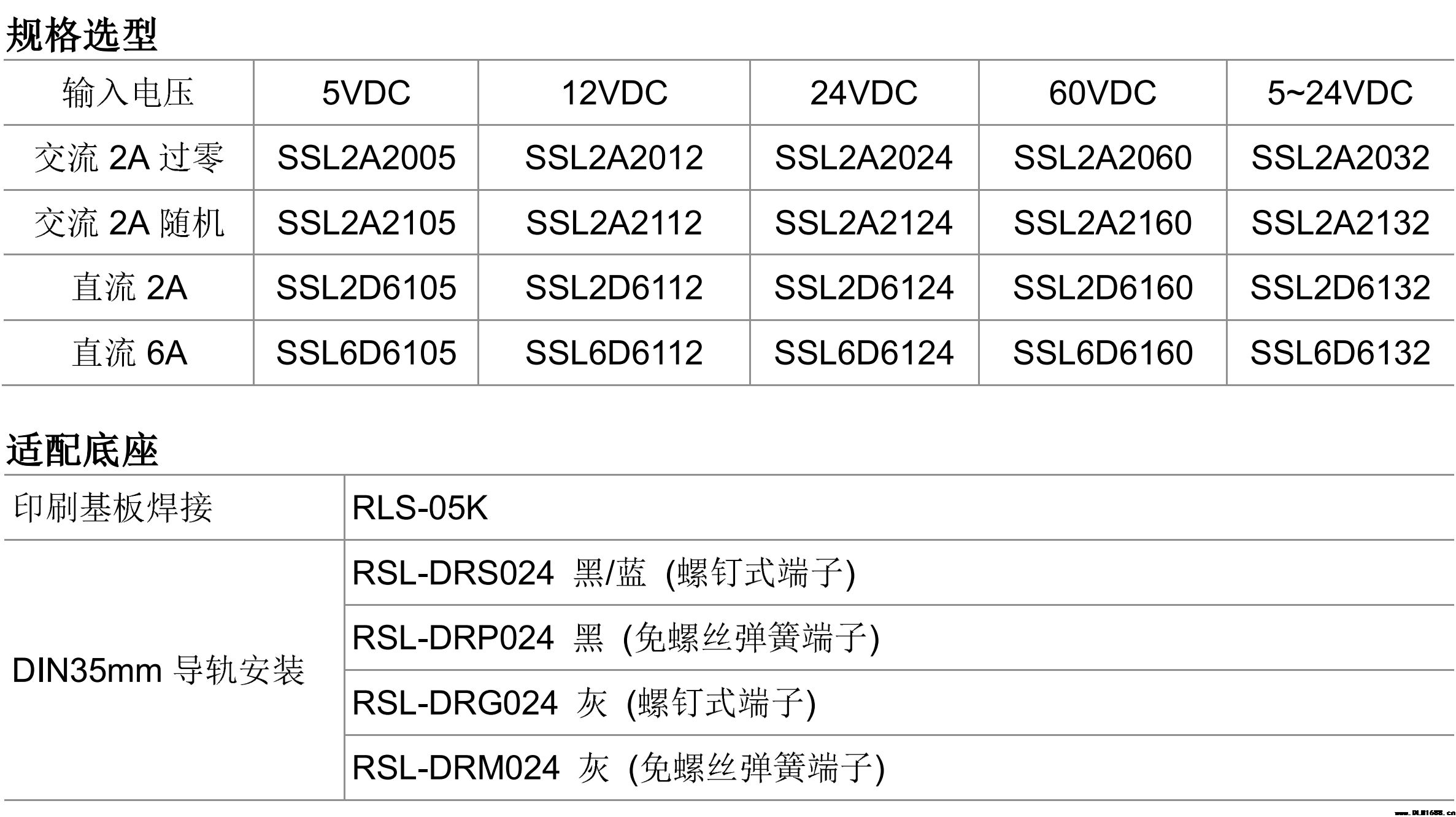 固态继电器 与HF41F相同 厚5mm窄长薄片接口型SSL2A SSL2D SSL6D